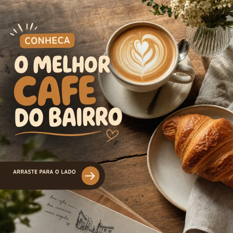 Exemplo de carrossel de apresentação para cafeteria